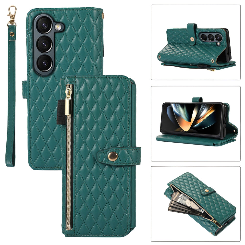 For Samsung Galaxy Z Fold5 5G PU Leather PC Rhombus Pattern Case Wallet Stand Phone Cover with Wrist Strap For Samsung Galaxy Z Fold5 5G PU Leather PC Rhombus Pattern Case Wallet Stand Phone Cover with Wrist Strap